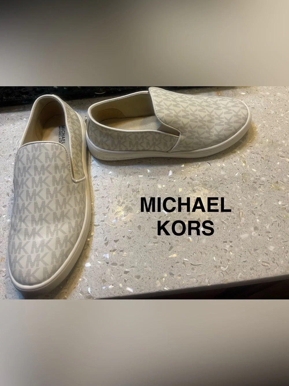 Michael Kors Cream Slip-On Sneakers with MK Monogram 3